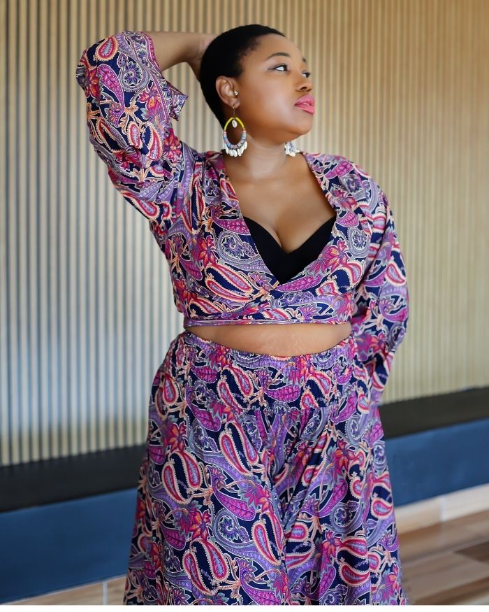 Silk Summer Wrap Top- Navy/Purple Paisley