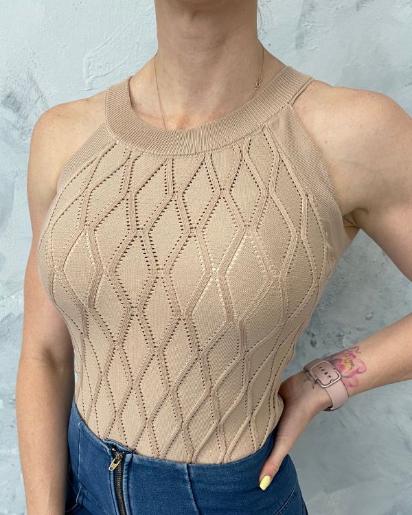 Sleeveless bodysuits - Beige