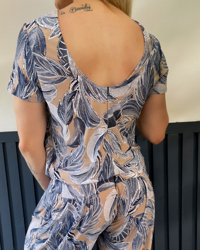 Sleeved Jumpsuit - Neutral Navy