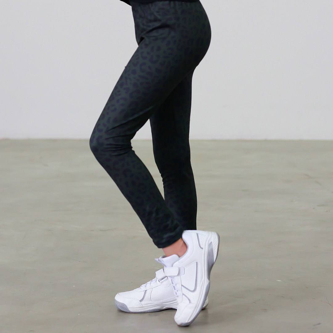 Olive Green Leopard Poppets Leggings