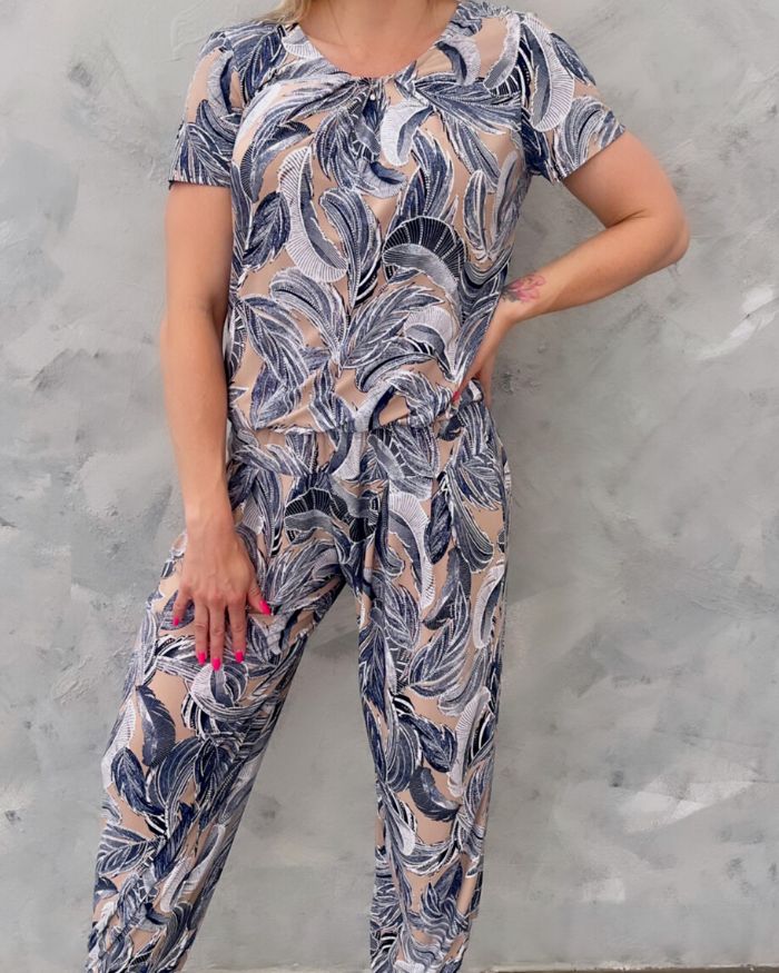 Sleeved Jumpsuit - Neutral Navy