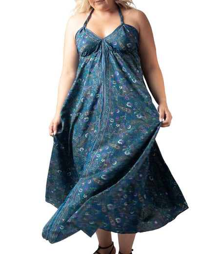 Silk Tie Dresses - Green and Blue